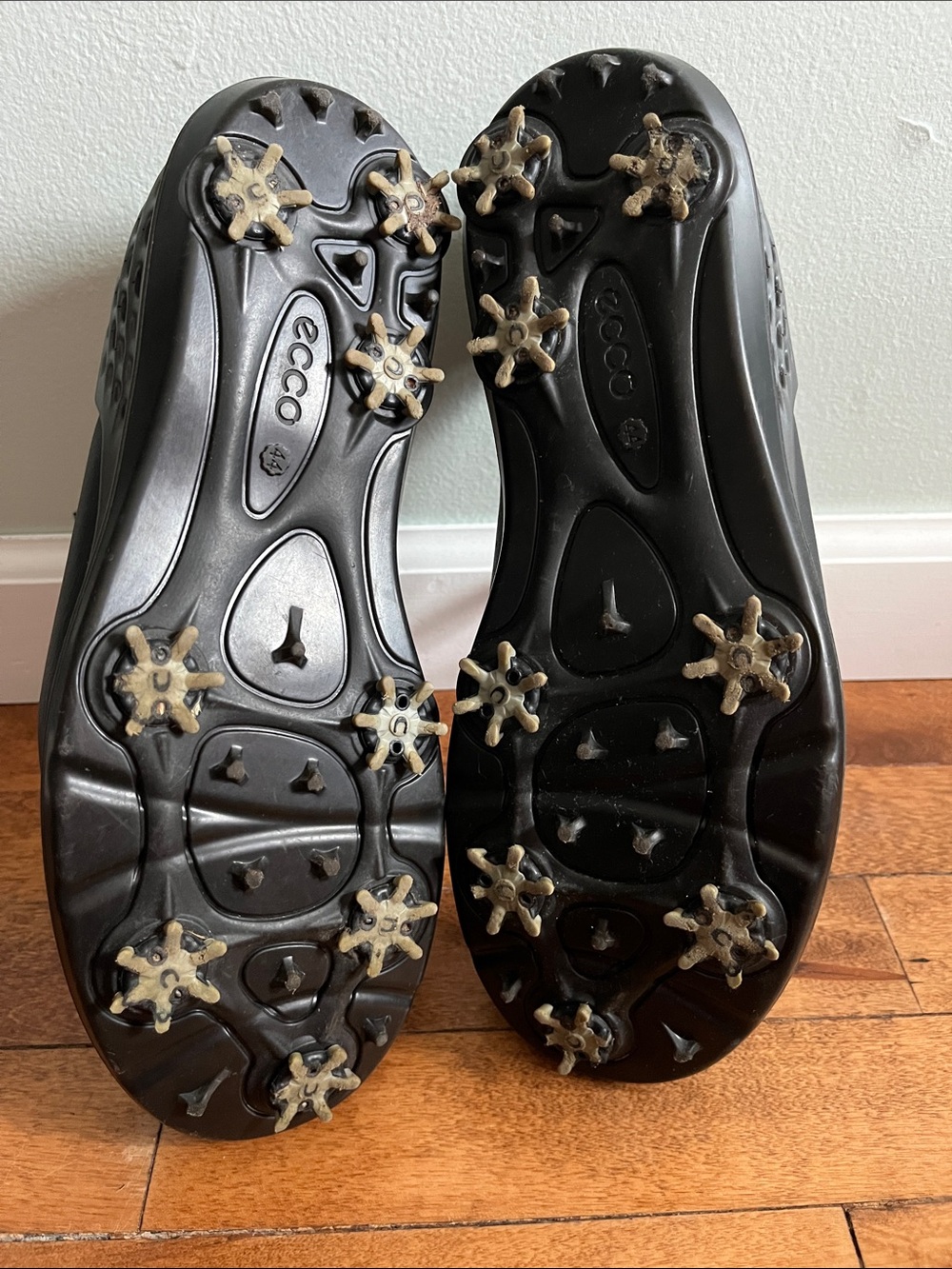 ECCO Natural Motion Hydromax Golf Shoes Black Leather Soft Spike Cleats - Picture 12 of 14
